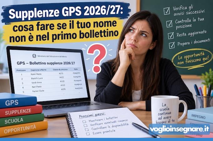 Supplenze GPS 2026/27: cosa fare se il tuo nome non è nel primo bollettino