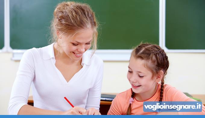 Bambina alle scuole elementari con la sua maestra